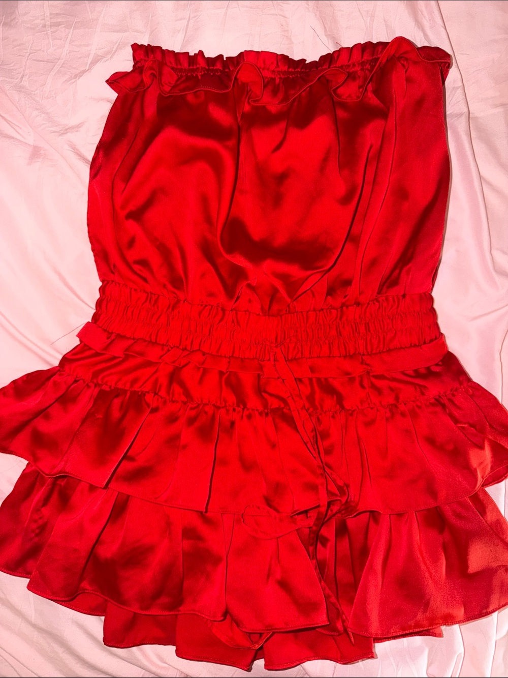 Red Ruffle Mini Dress - Bright Red